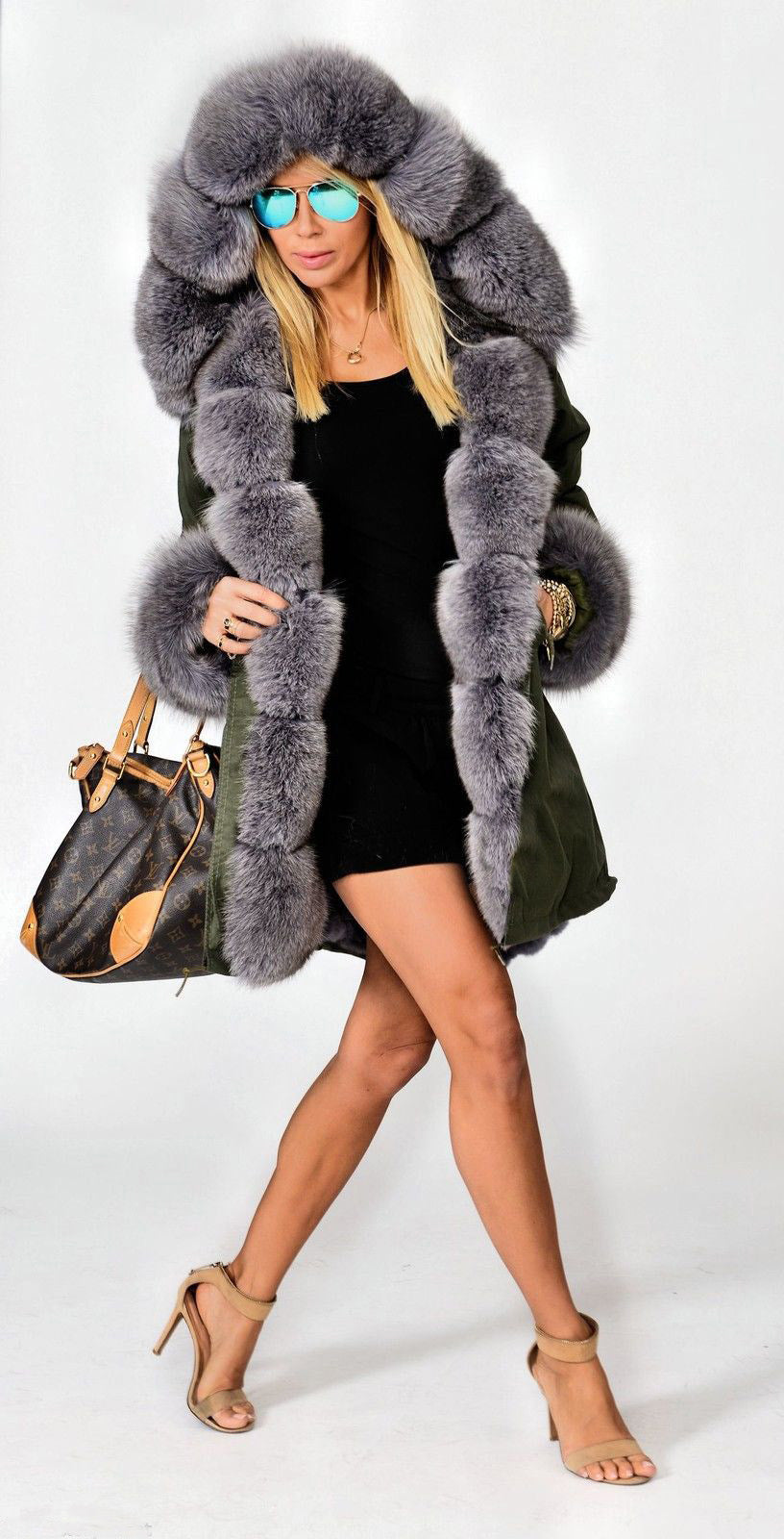 Trafni Ladies Winter Women Thicken Warm Coat Hood Parka Long Jacket Outwear Size S-XXXL-Massicos