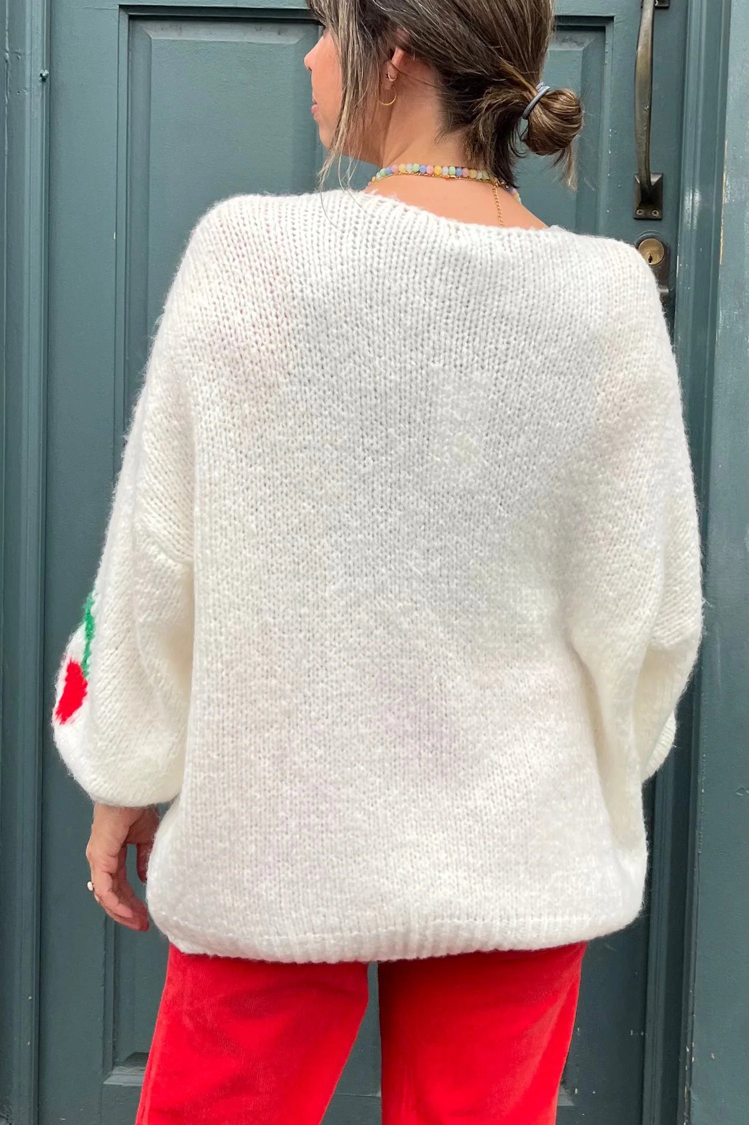 Cherry Tie Mohair Blend Cardigan - Cream-ROVOLE