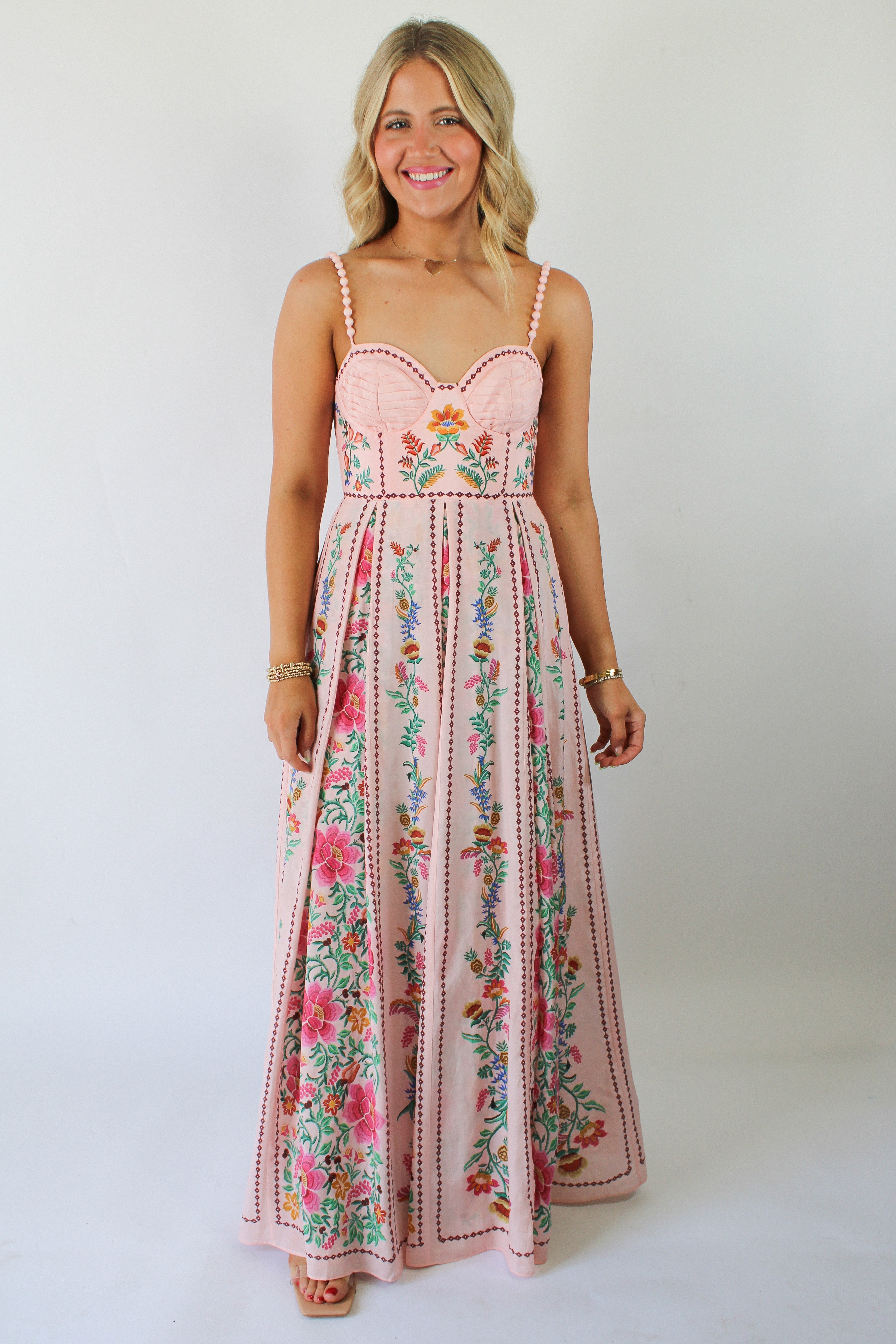 Delicate Forest Pink Maxi Dress-Massicos