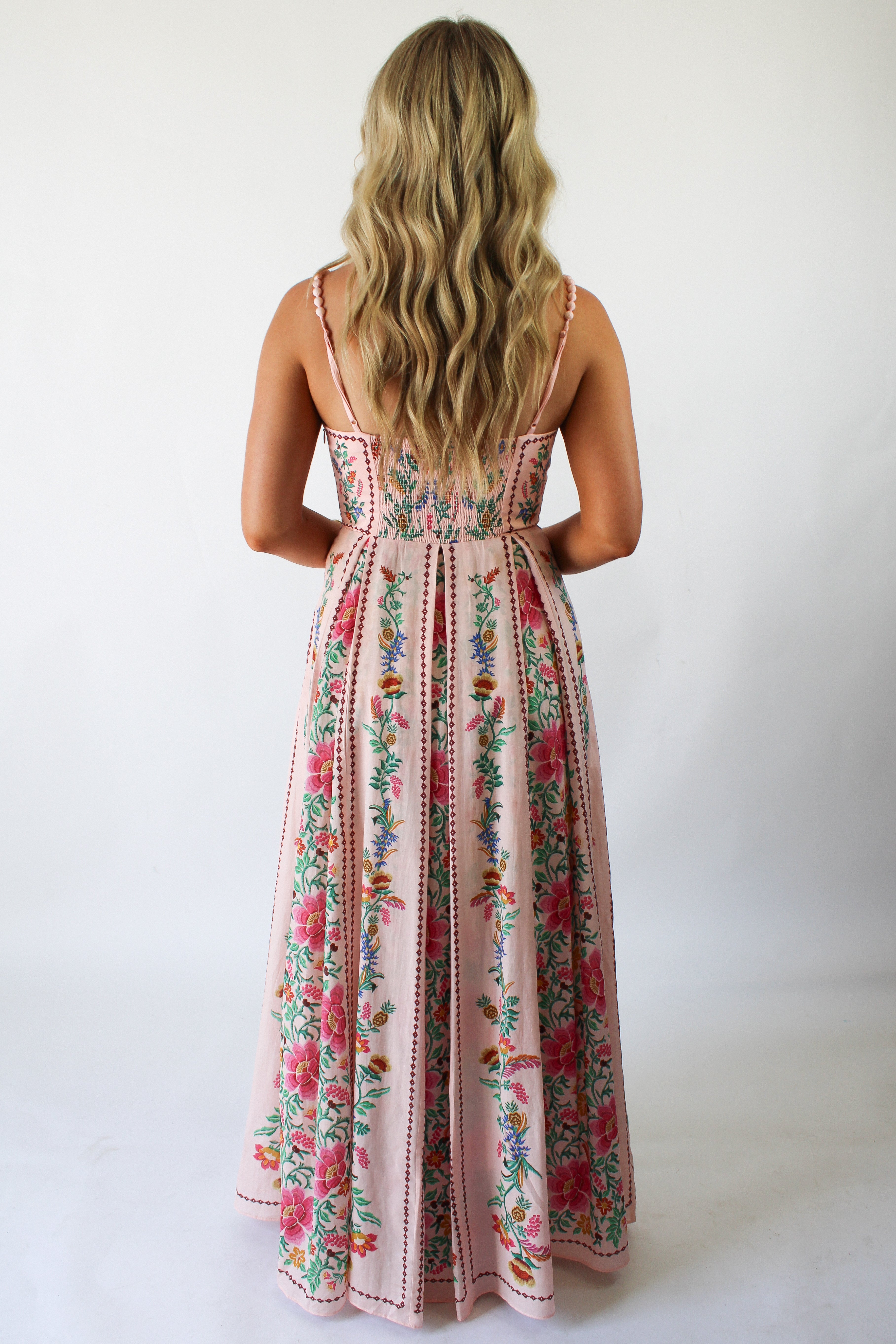 Delicate Forest Pink Maxi Dress-Massicos