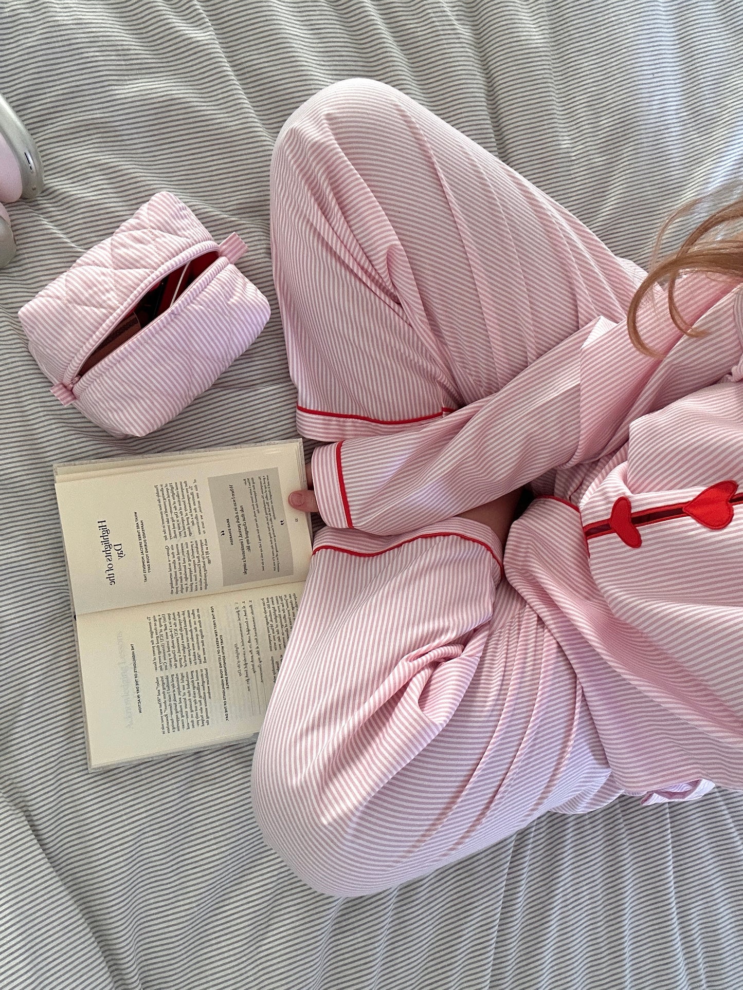 Girl Love Pajama in Pink Stripes-Massicos