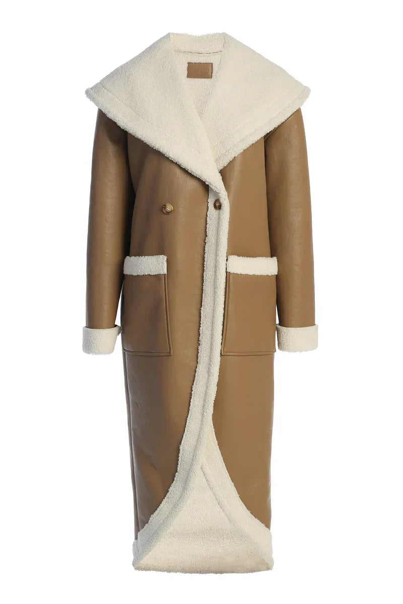Premium Synthetic Leather Wrap Coat-Massicos