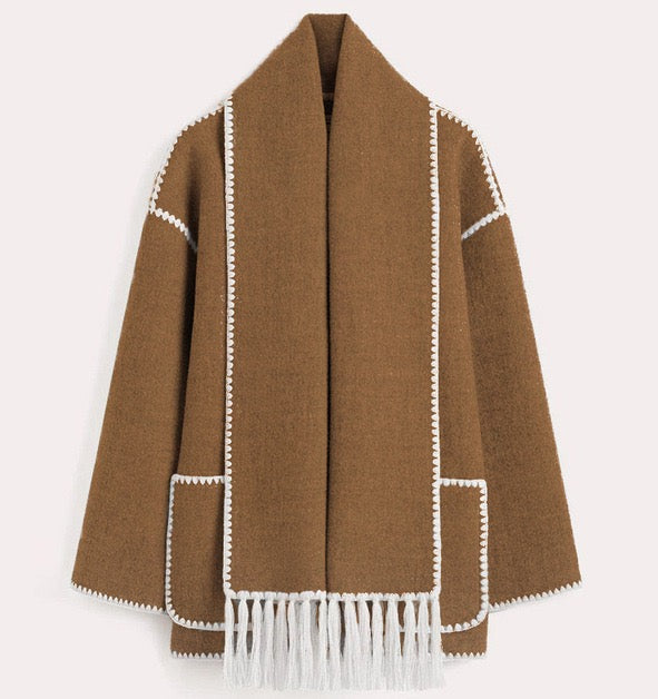 Comfortable Wool Cape Jacket-Massicos