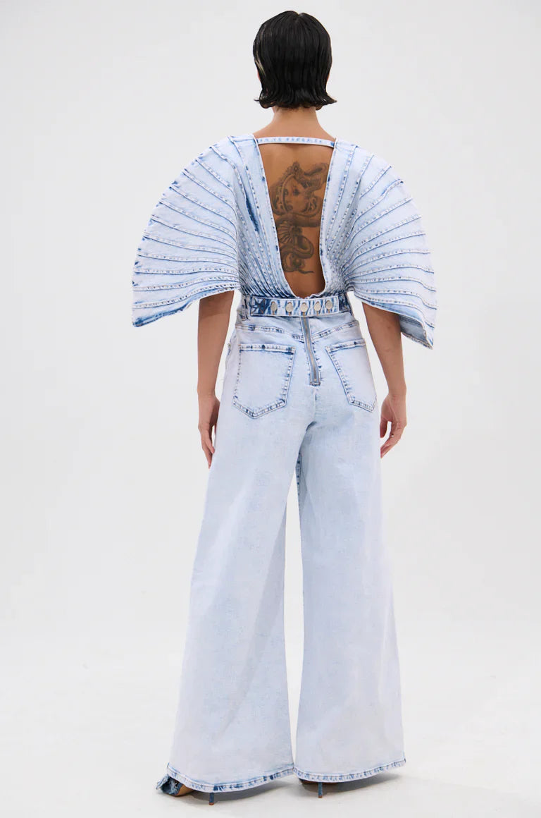 High-Fashion Denim Artwear jumpsuit-Massicos