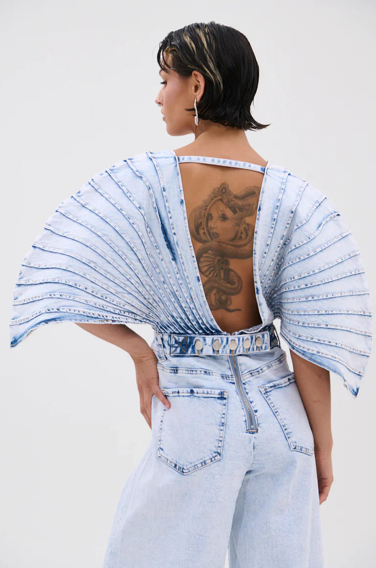High-Fashion Denim Artwear jumpsuit-Massicos