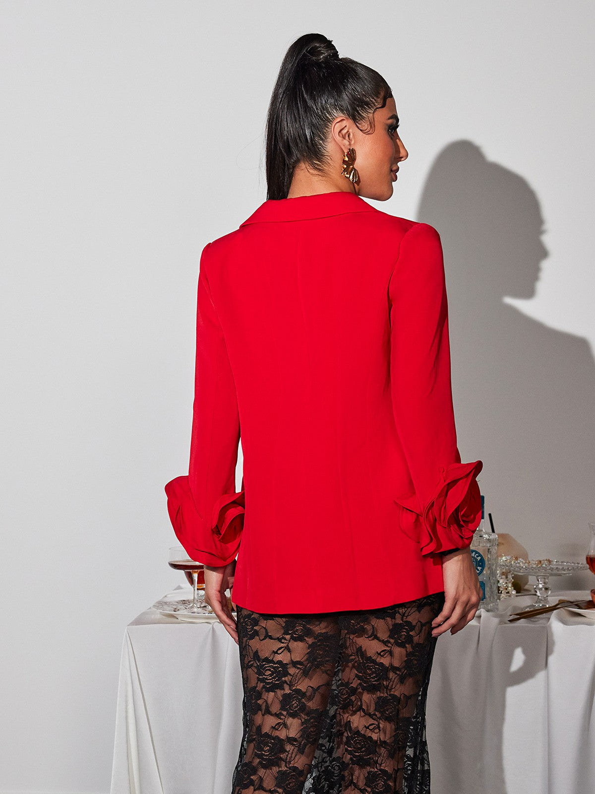 Jevonte Long Sleeve Flower Blazer-Massicos