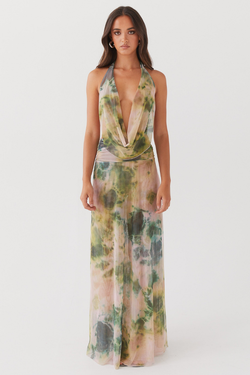 Julie Halterneck Cowl Neck Skirt Set-ROVOLE