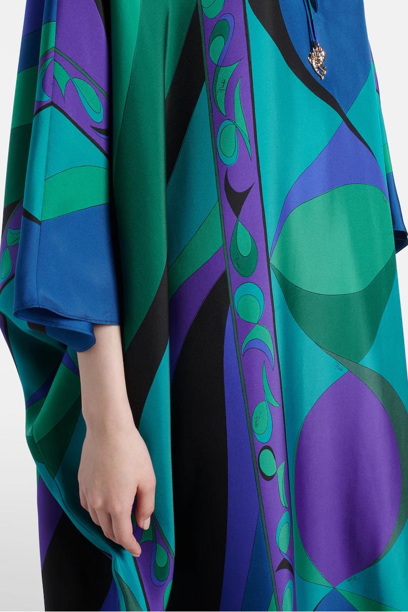 Psychedelic Swirling Iride Satin Kaftan-ROVOLE