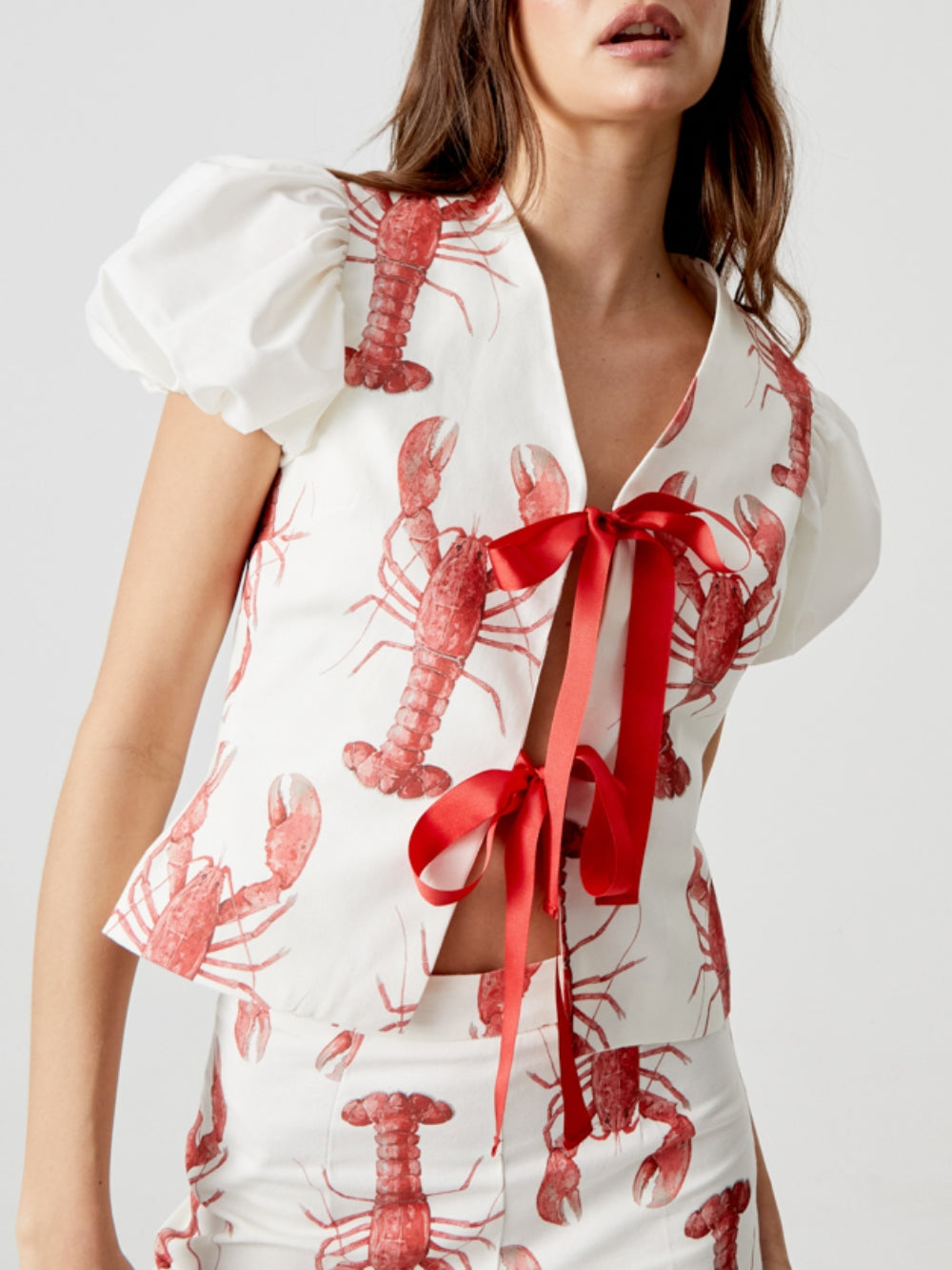 Lobster Print Straight Pants-Set-Massicos
