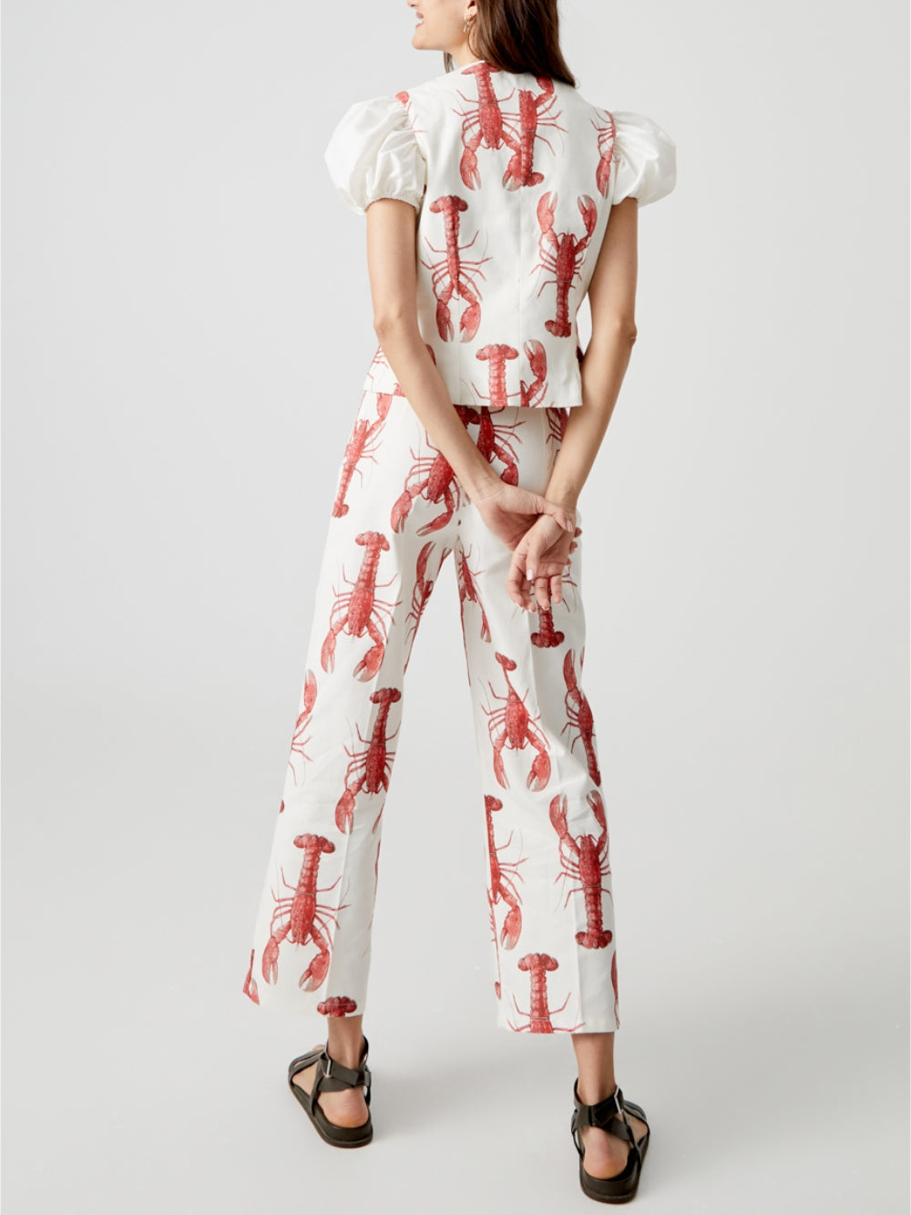 Lobster Print Straight Pants-Set-Massicos