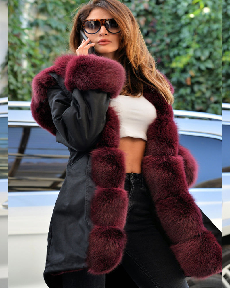 Trafni Women Winter Jacket Long Parka Coat Thick Faux Fur Casual Outwear Military Hooded Warm Coat-Massicos