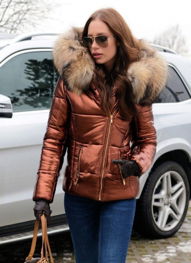 Trafni Womens Down Jacket Vintage Big Fur Collar Warm Hooded Quilted Puffer Coat Outwear S-XXXL-Massicos