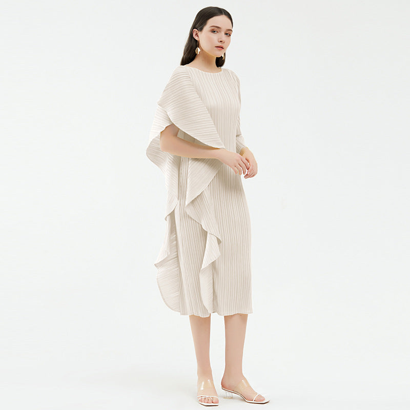 Ladies' High-End Asymmetrical Solid Color Patchwork Dress-Massicos