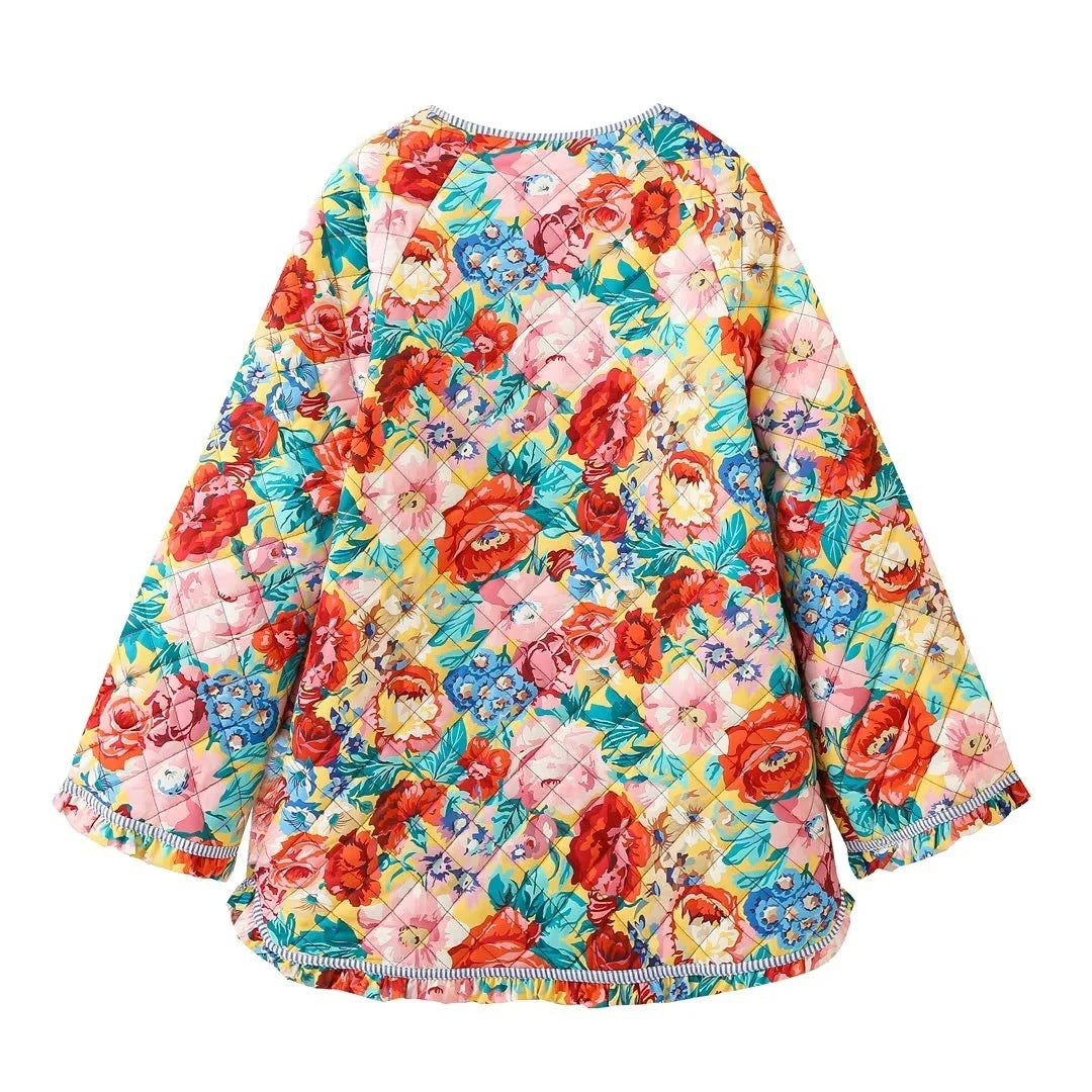 Roses Quilted Floral Patchwork Print Bohemian Jacket-Massicos