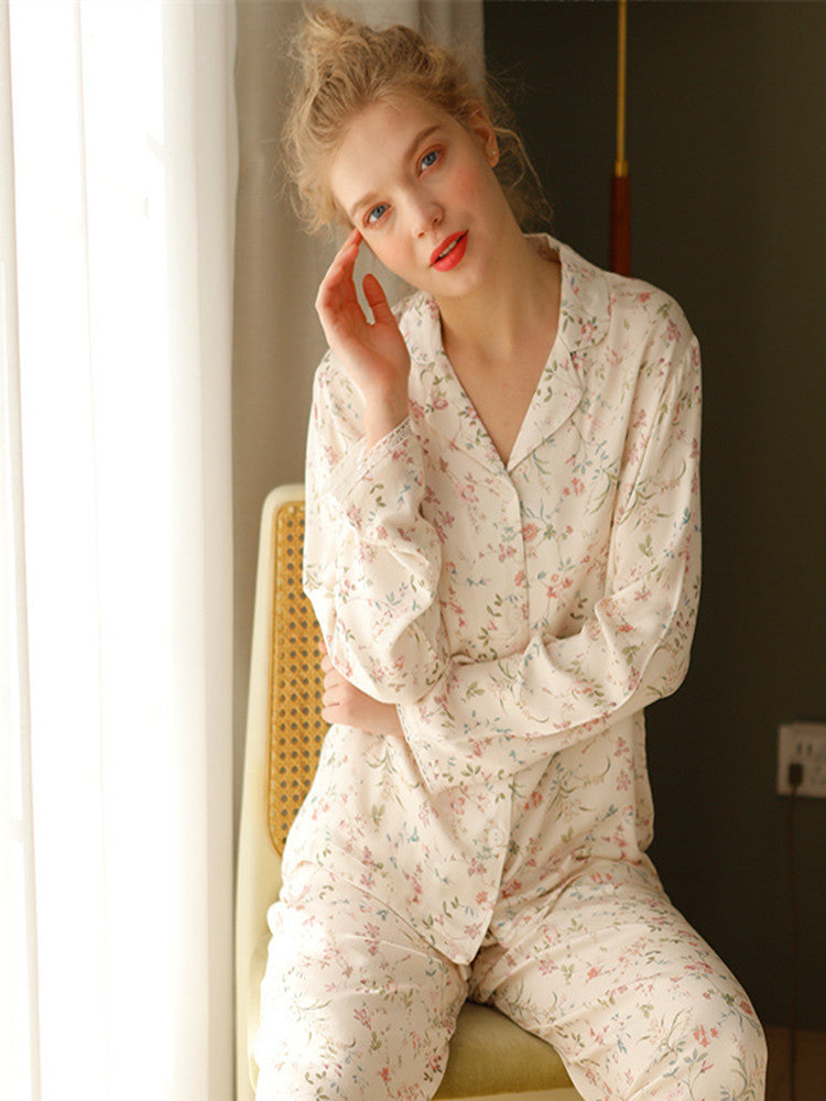 Willow Leaf Floral Pajama Set-Massicos