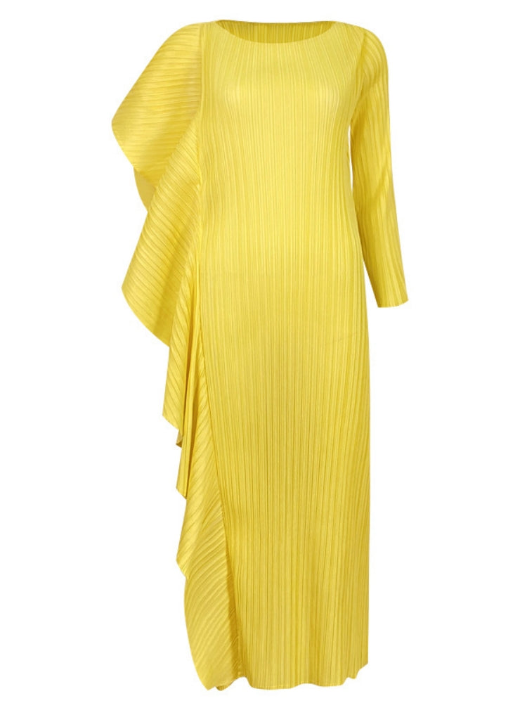 Ladies' High-End Asymmetrical Solid Color Patchwork Dress-Massicos