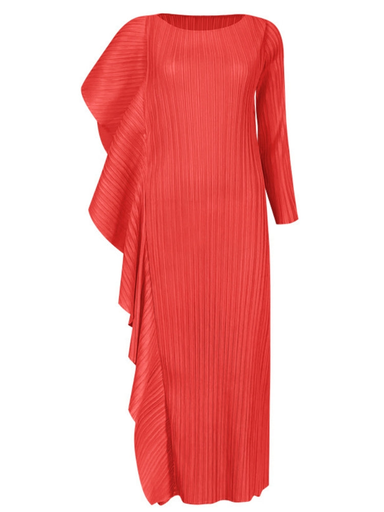 Ladies' High-End Asymmetrical Solid Color Patchwork Dress-Massicos