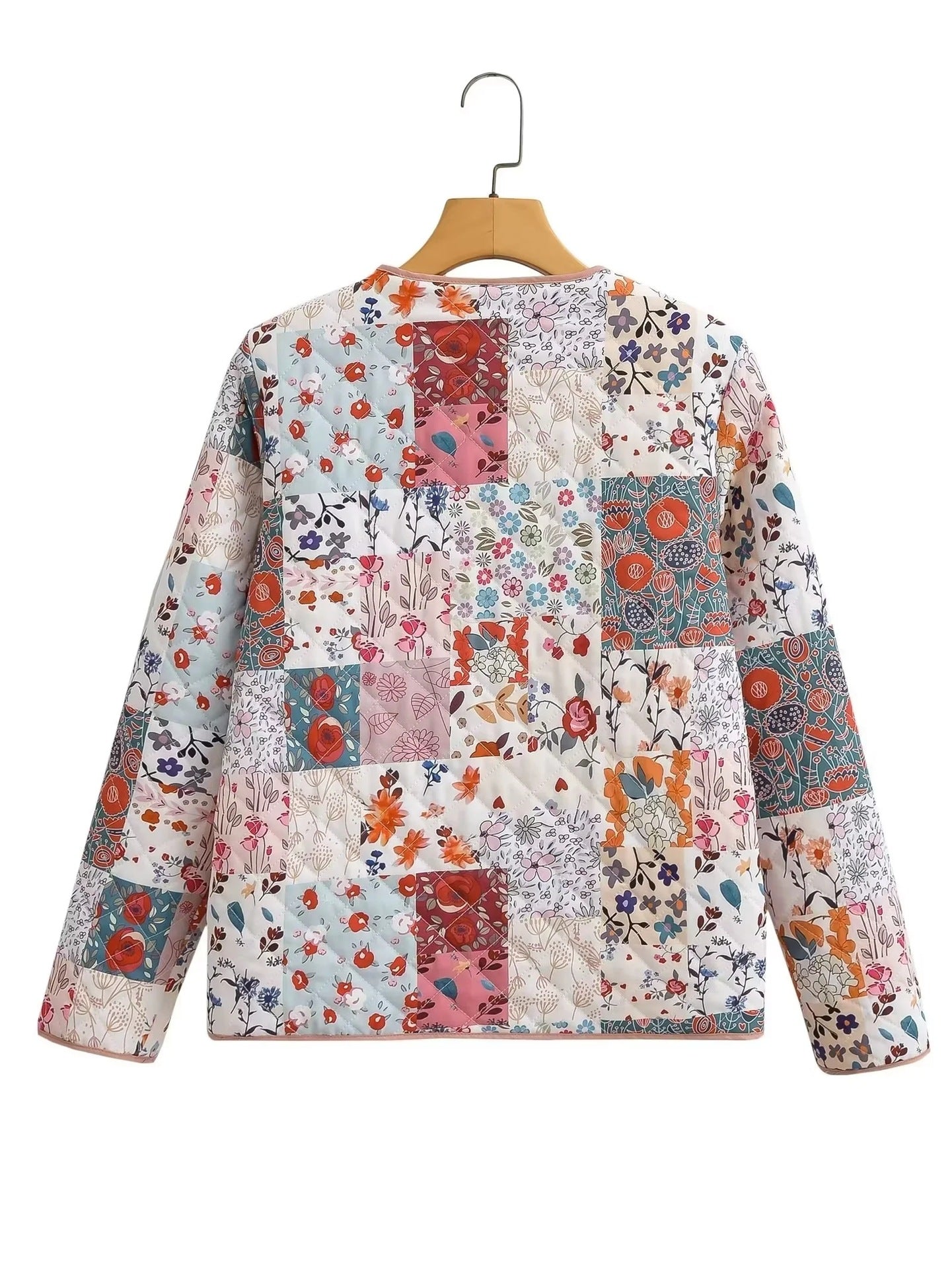 Patchwork Pattern Printed Jacket-Massicos