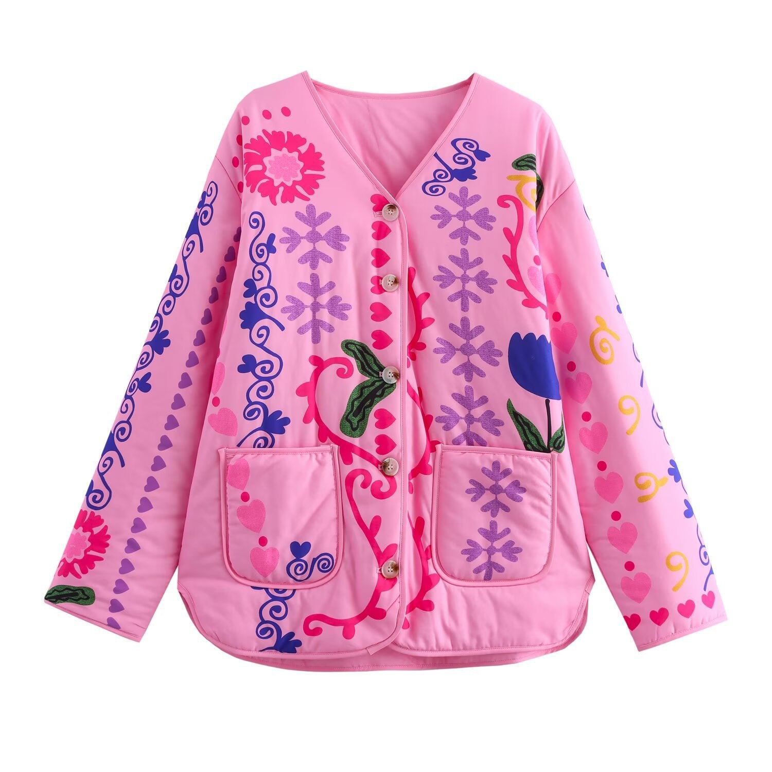 Cute Graffiti Style Print Thin Jacket-Massicos
