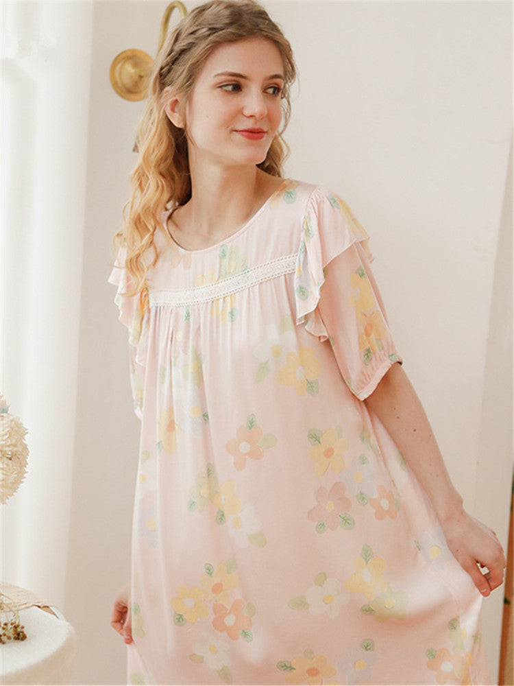 Summer Satin Willow Leaf Nightgown-Massicos