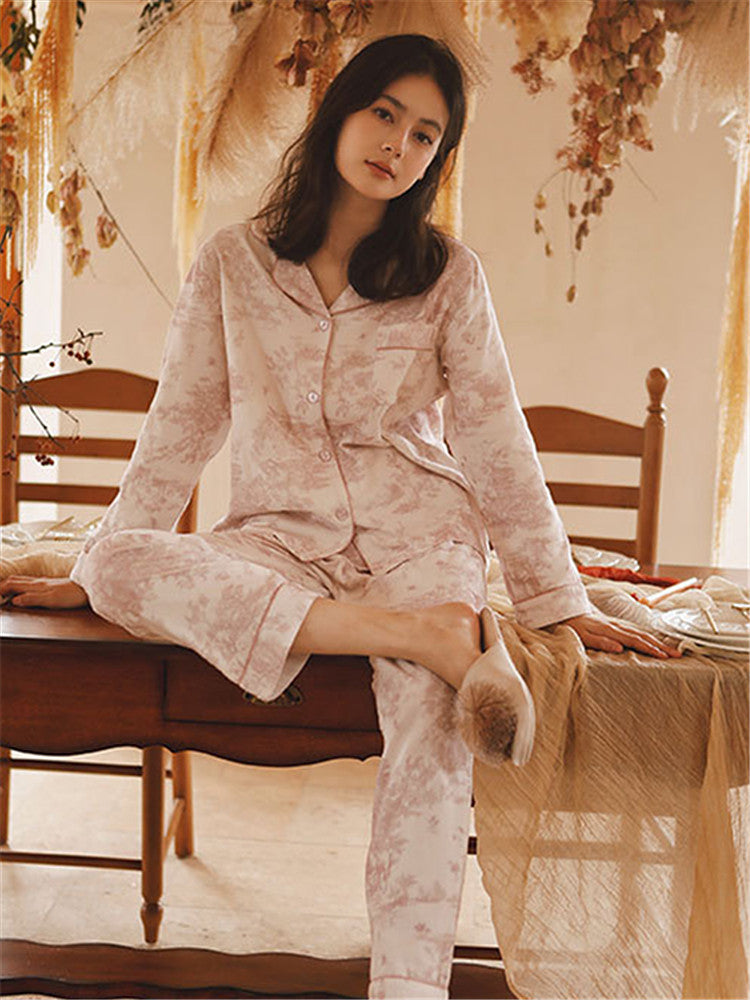 Cotton Purple Printed Sleepwear Set-Massicos