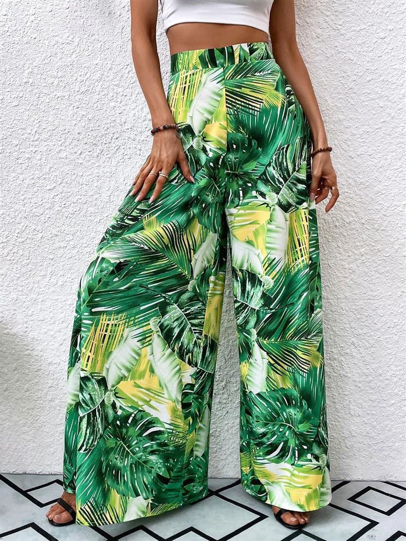 Floral Wide Leg Pants-Massicos
