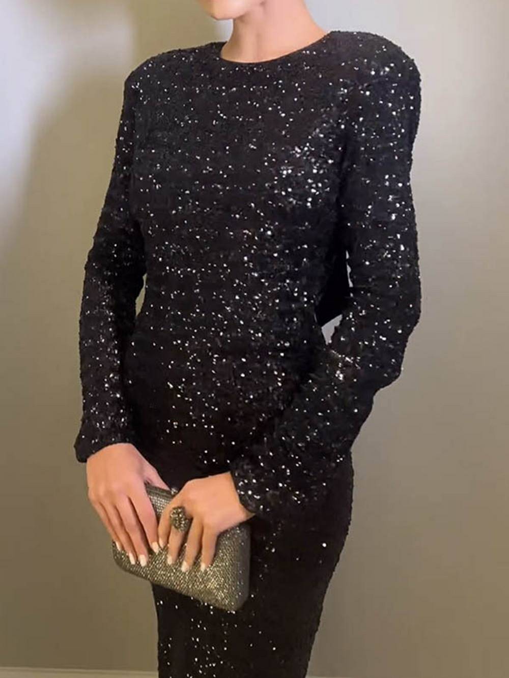 Sequin Backless Bow Maxi Dress-Massicos