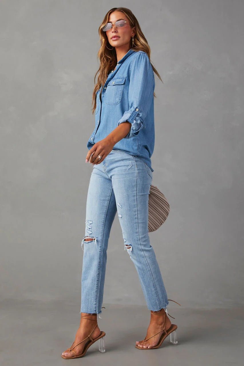 Ashley Denim Shirt-ROVOLE