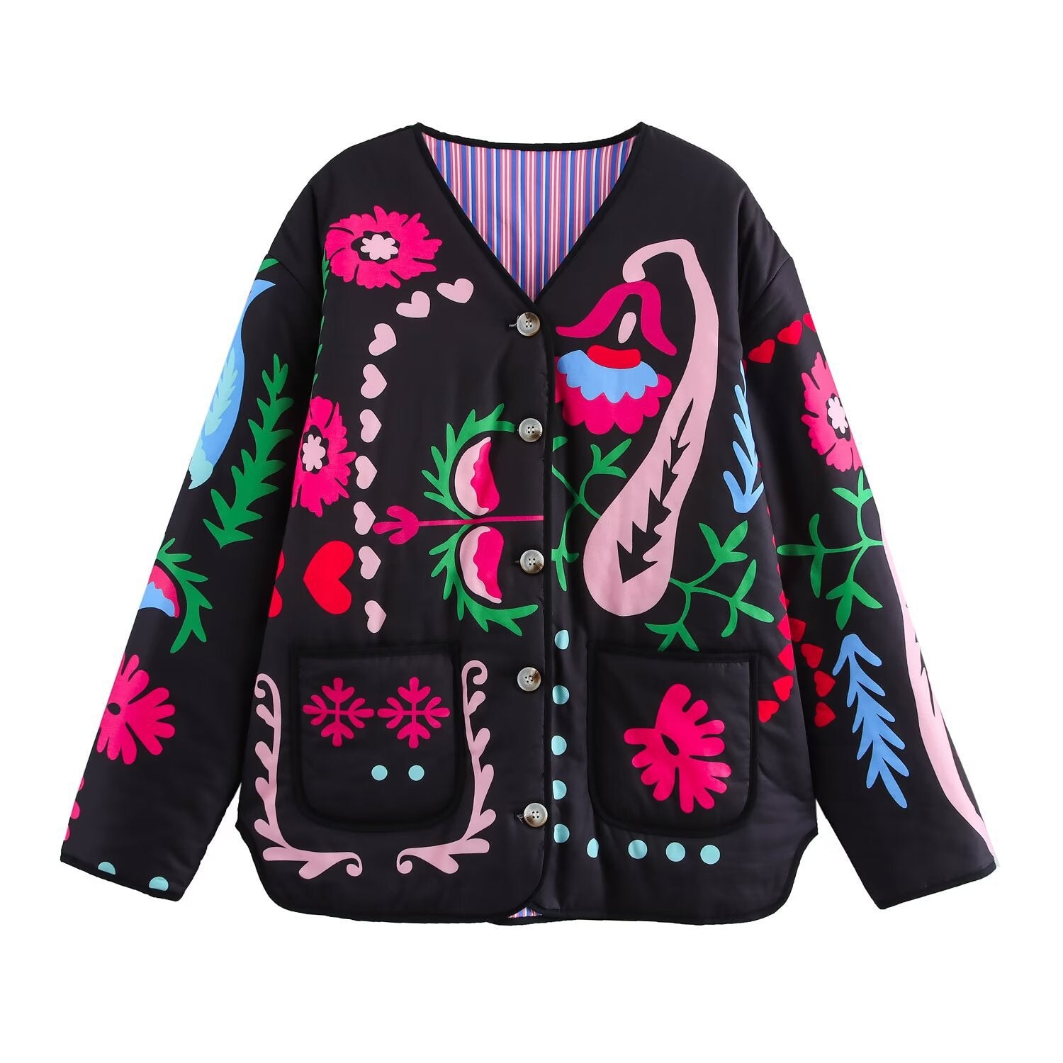 Cute Graffiti Style Print Thin Jacket-Massicos