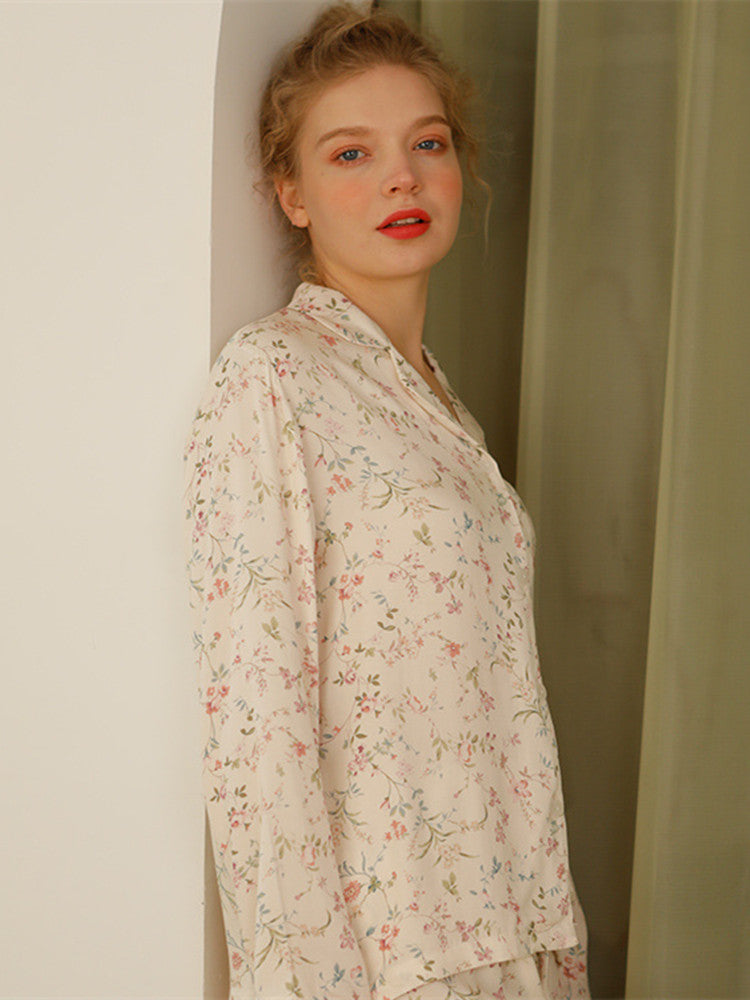 Willow Leaf Floral Pajama Set-Massicos