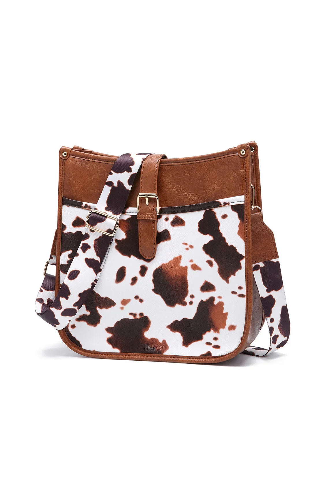 Western Cowboy Style Brown Cow Print Crossbody Bag-ROVOLE