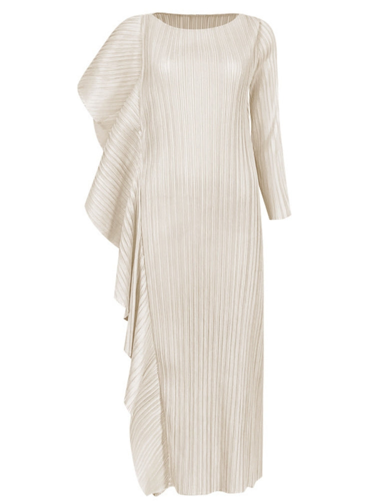 Ladies' High-End Asymmetrical Solid Color Patchwork Dress-Massicos