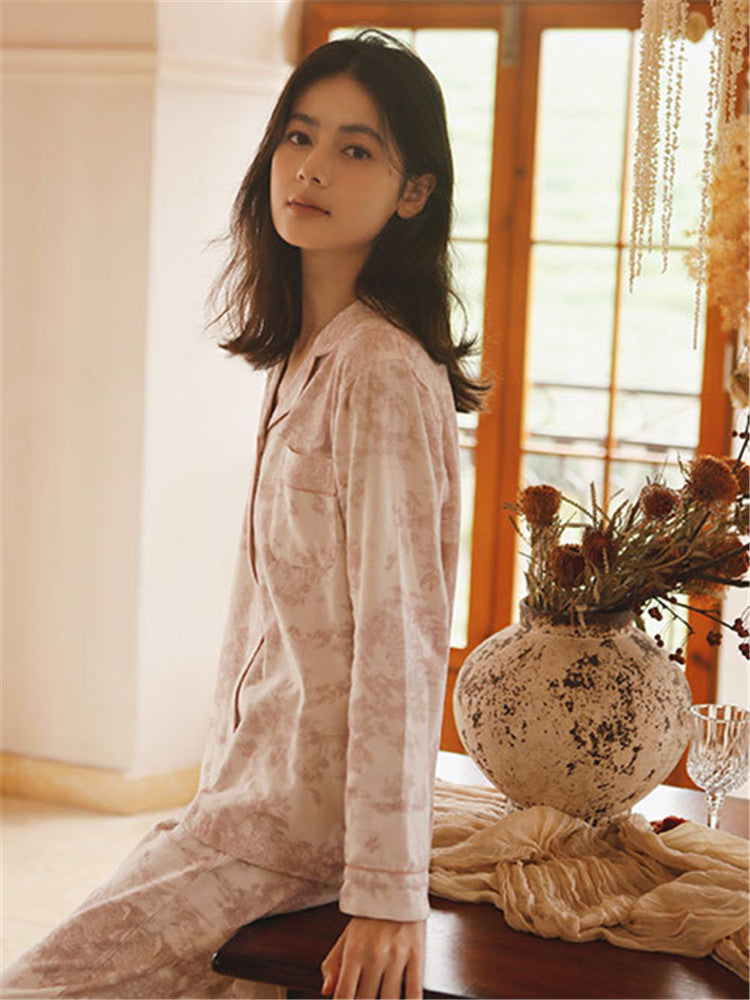 Cotton Purple Printed Sleepwear Set-Massicos