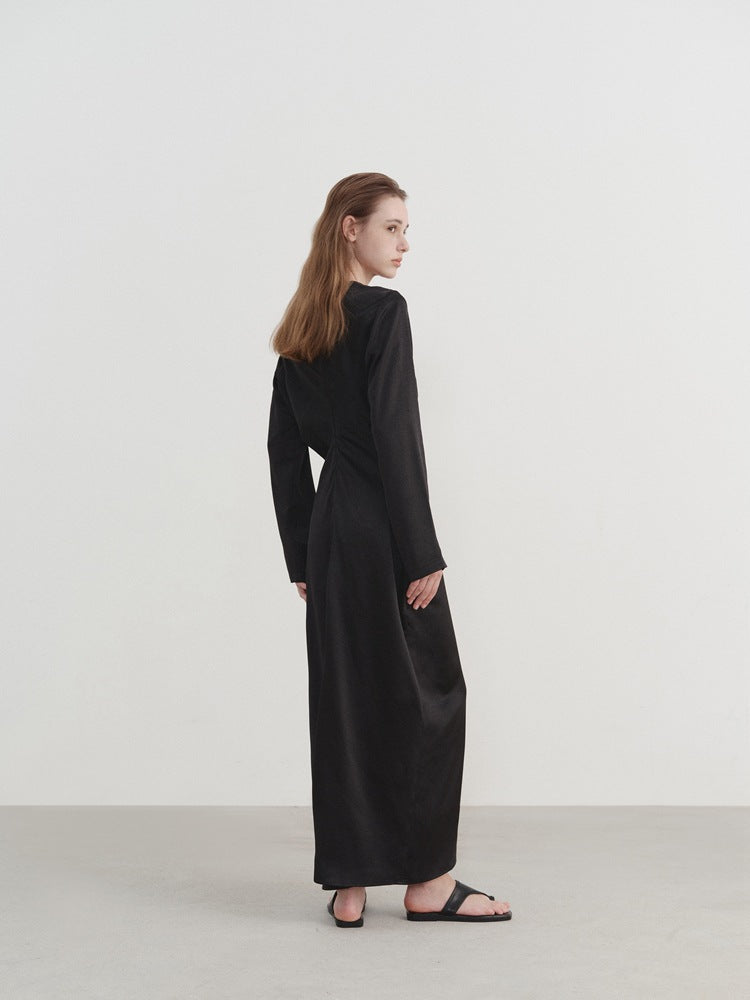Waist-Cinched Pleated Dress-Massicos