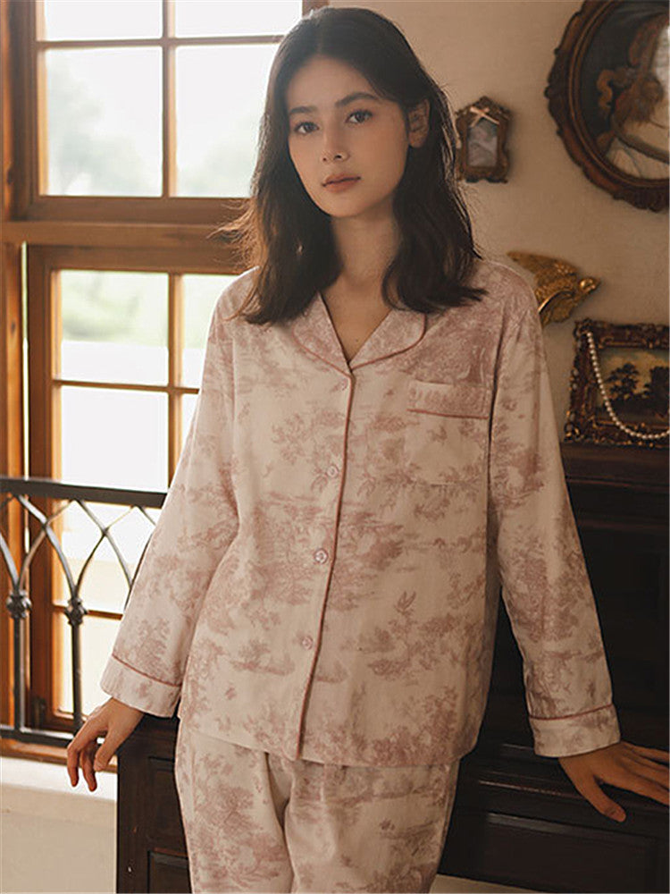 Cotton Purple Printed Sleepwear Set-Massicos