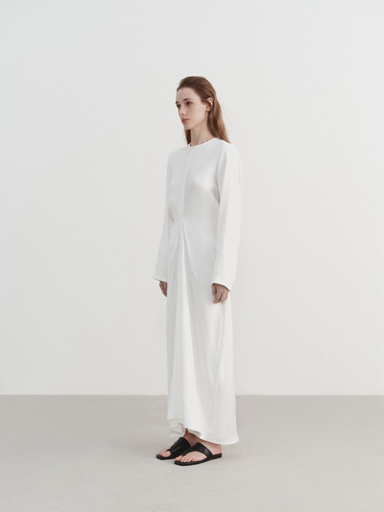 Waist-Cinched Pleated Dress-Massicos