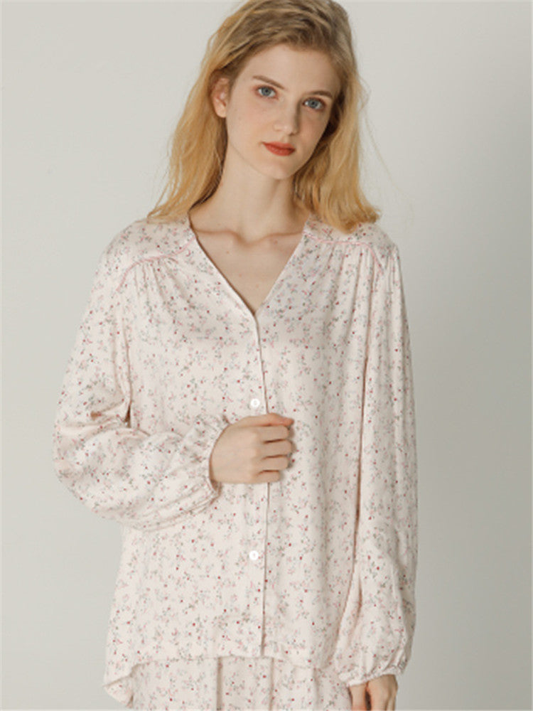 Petite Floral Satin Sleepwear Set-Massicos