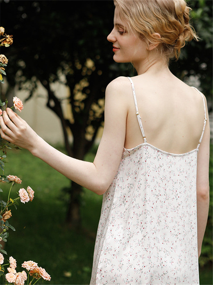 Satin Pink Petite Floral Nightgown-Massicos