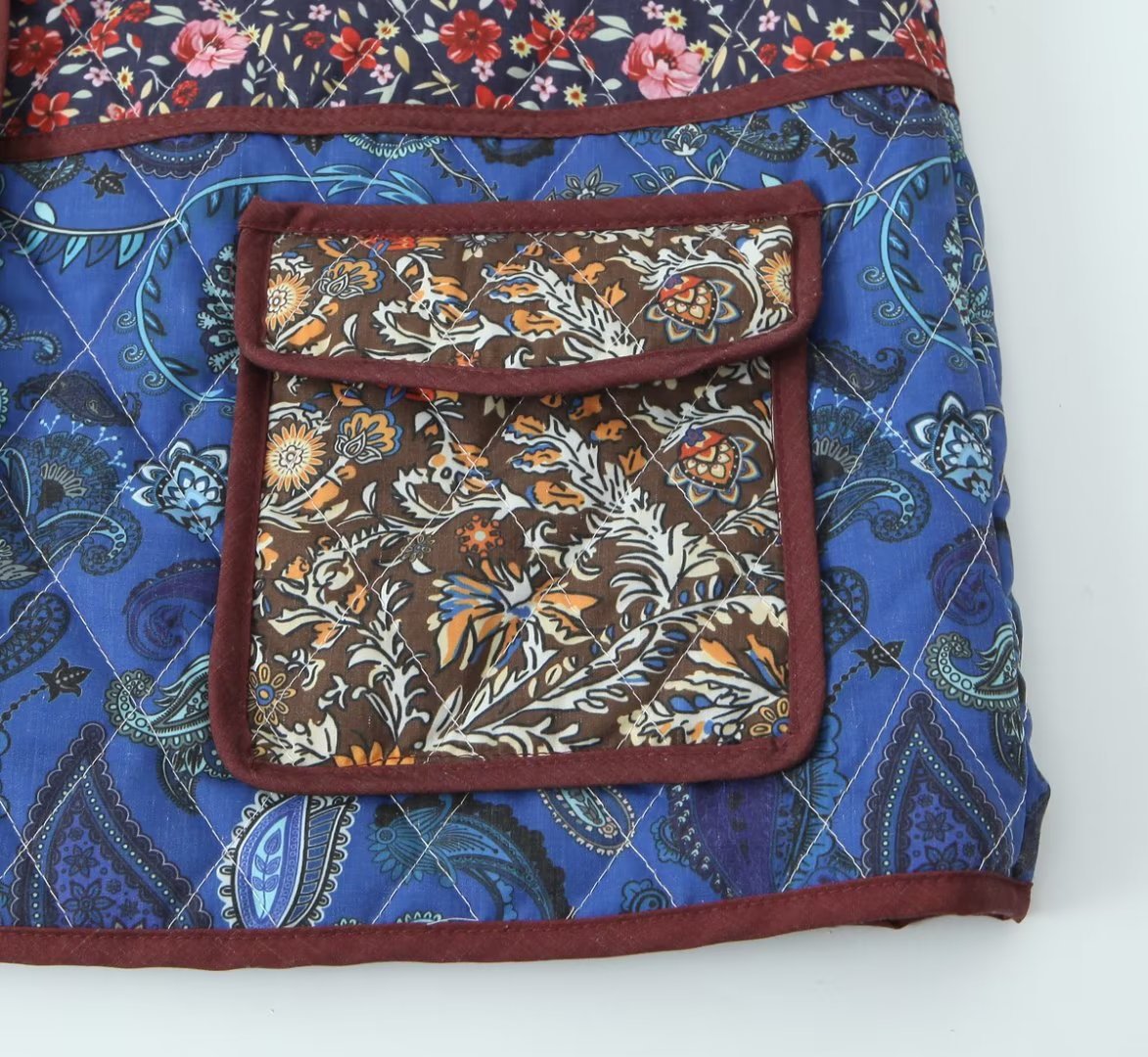 Ethnic Style Pattern Print Multi-Color Quilted Jacket-Massicos