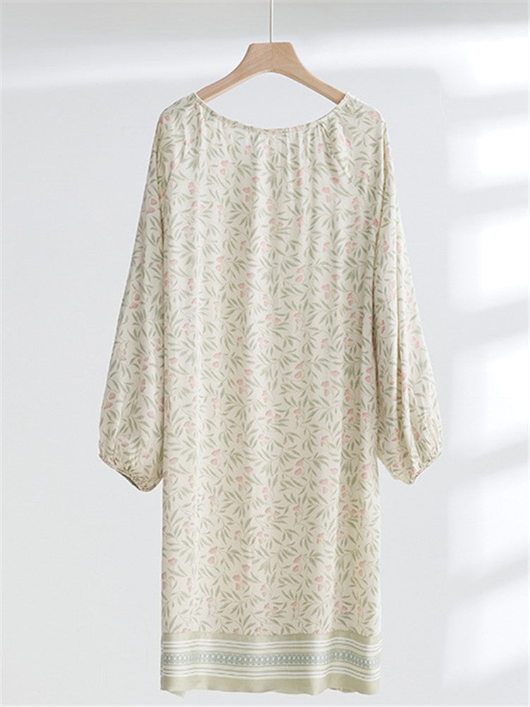 Floral Print Notched Collar Sleepwear Set-Massicos