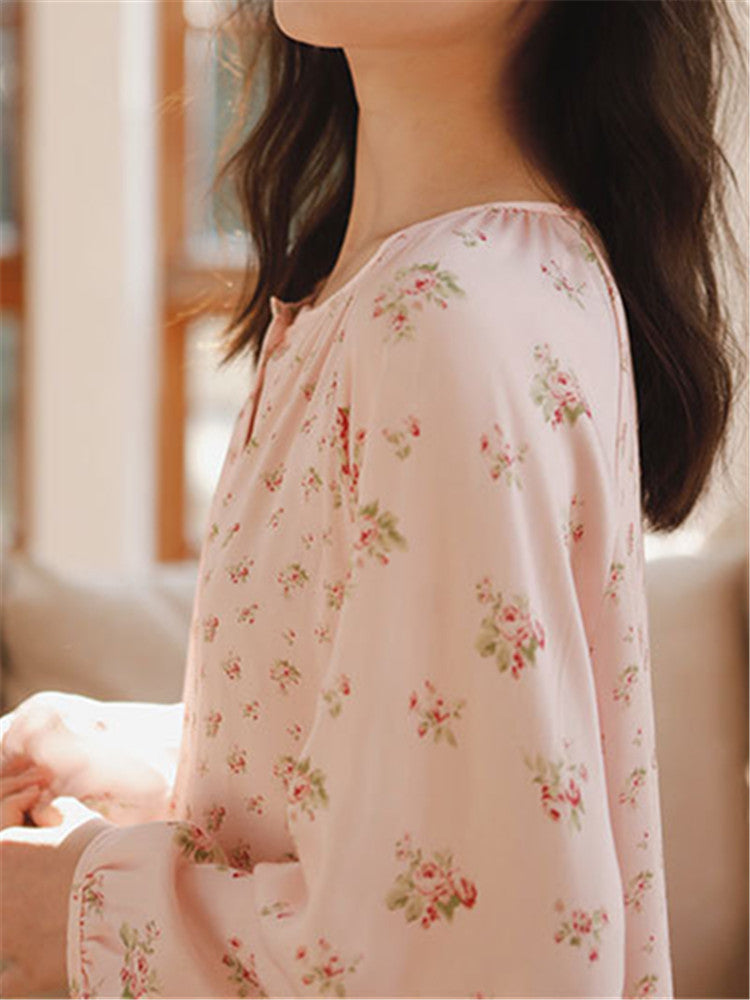 Loose-Fit Satin Printed Sleepwear-Massicos