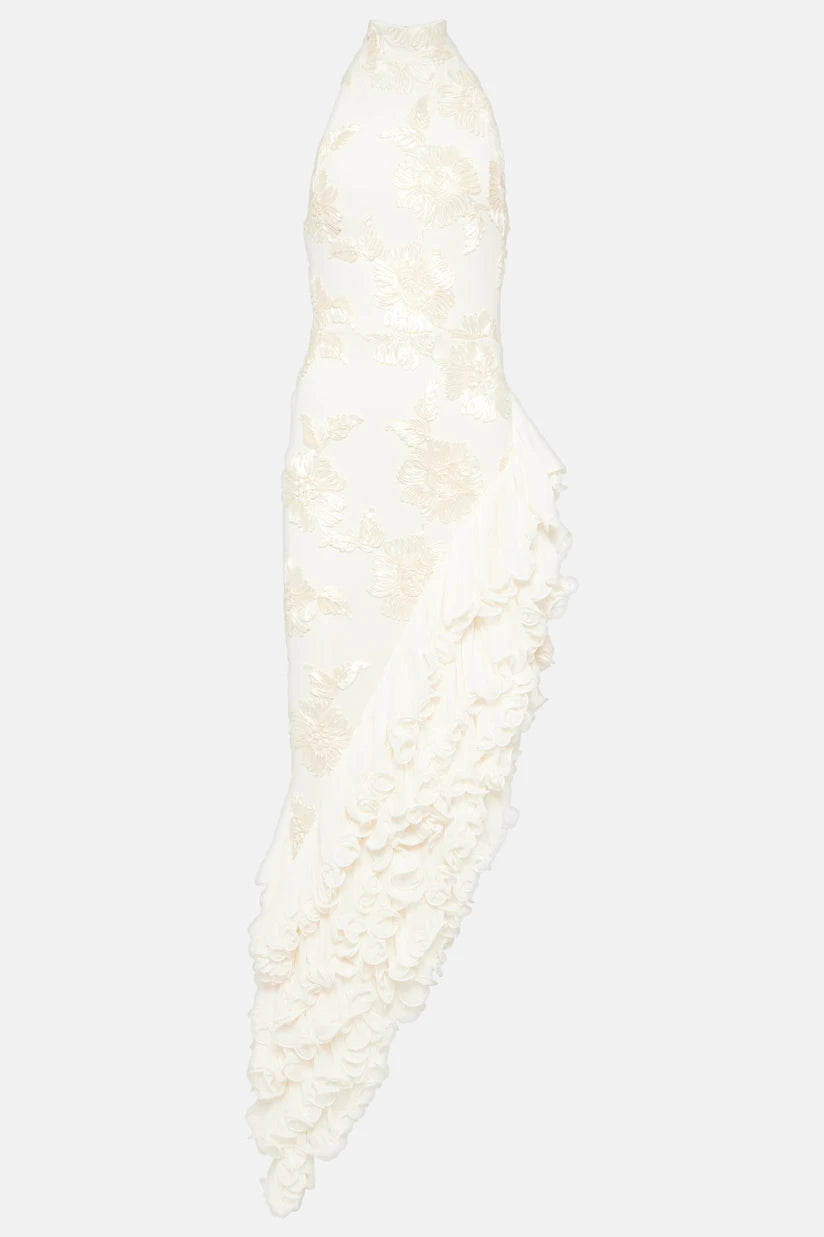 Floral-Appliqué Maxi Dress-ROVOLE