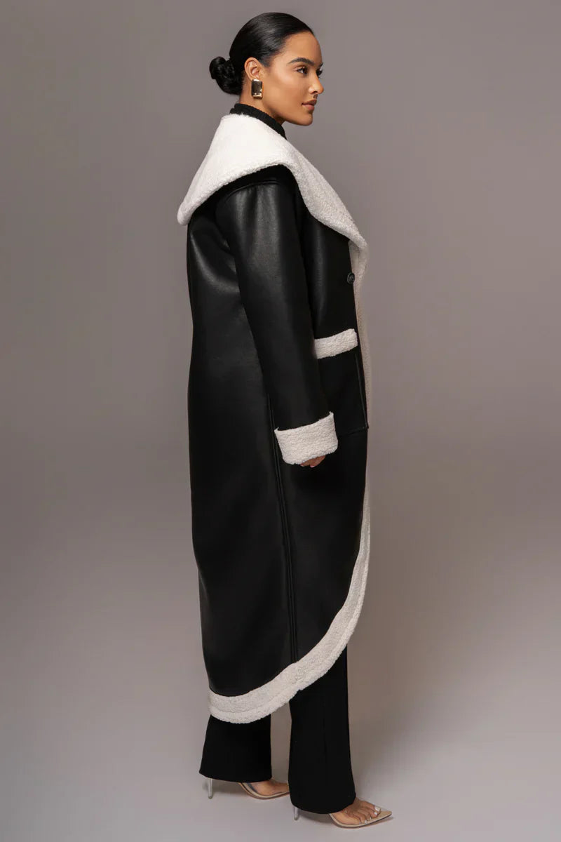 Premium Synthetic Leather Wrap Coat-Massicos