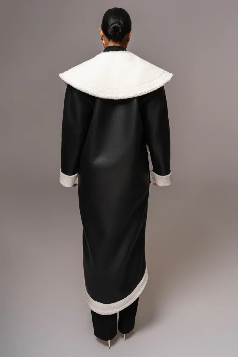 Premium Synthetic Leather Wrap Coat-Massicos