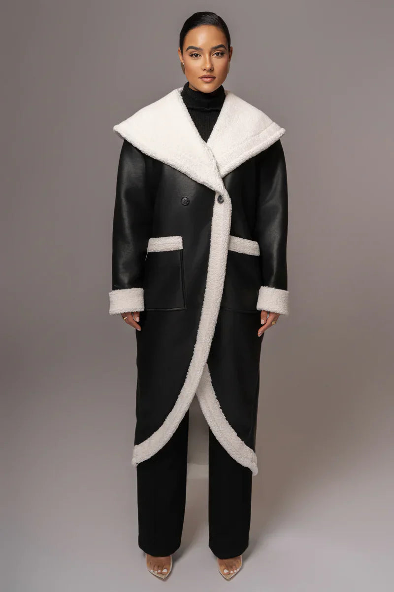 Premium Synthetic Leather Wrap Coat-Massicos