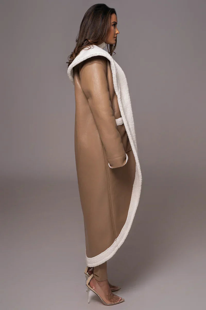 Premium Synthetic Leather Wrap Coat-Massicos