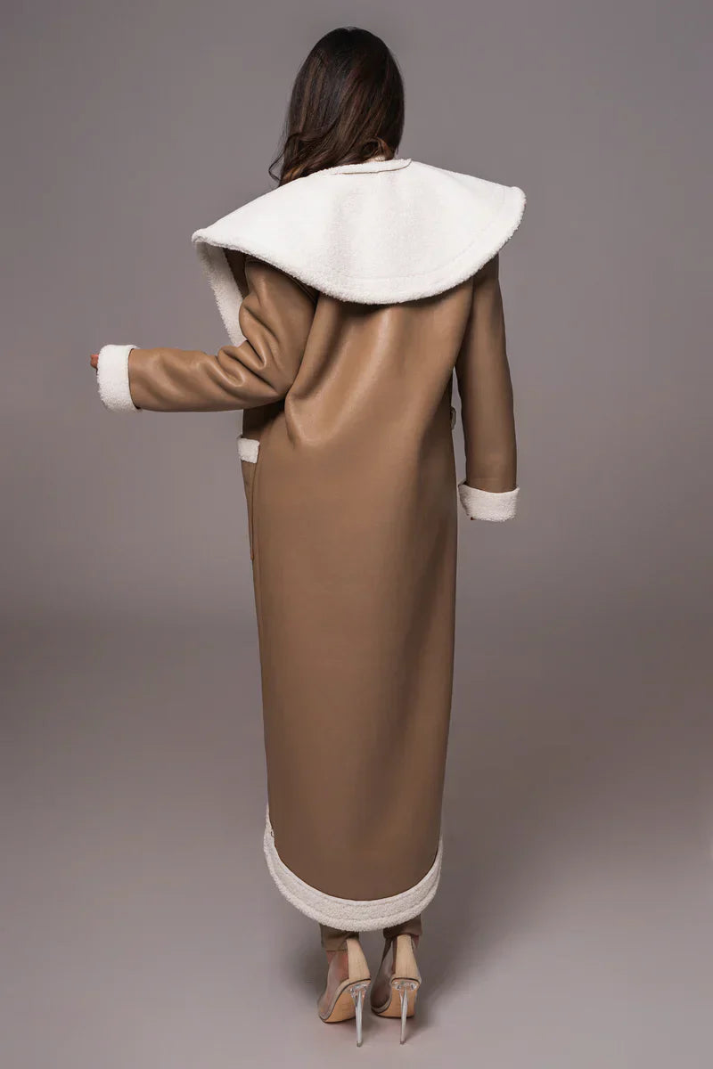 Premium Synthetic Leather Wrap Coat-Massicos