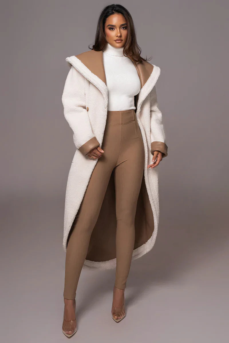 Premium Synthetic Leather Wrap Coat-Massicos
