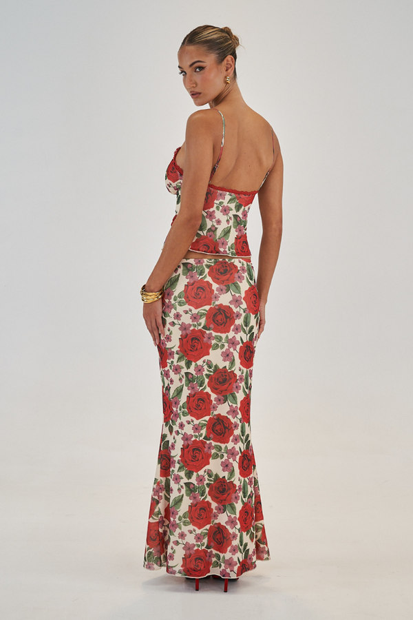 Pelagie Spaghetti Rose Skirt Set-ROVOLE