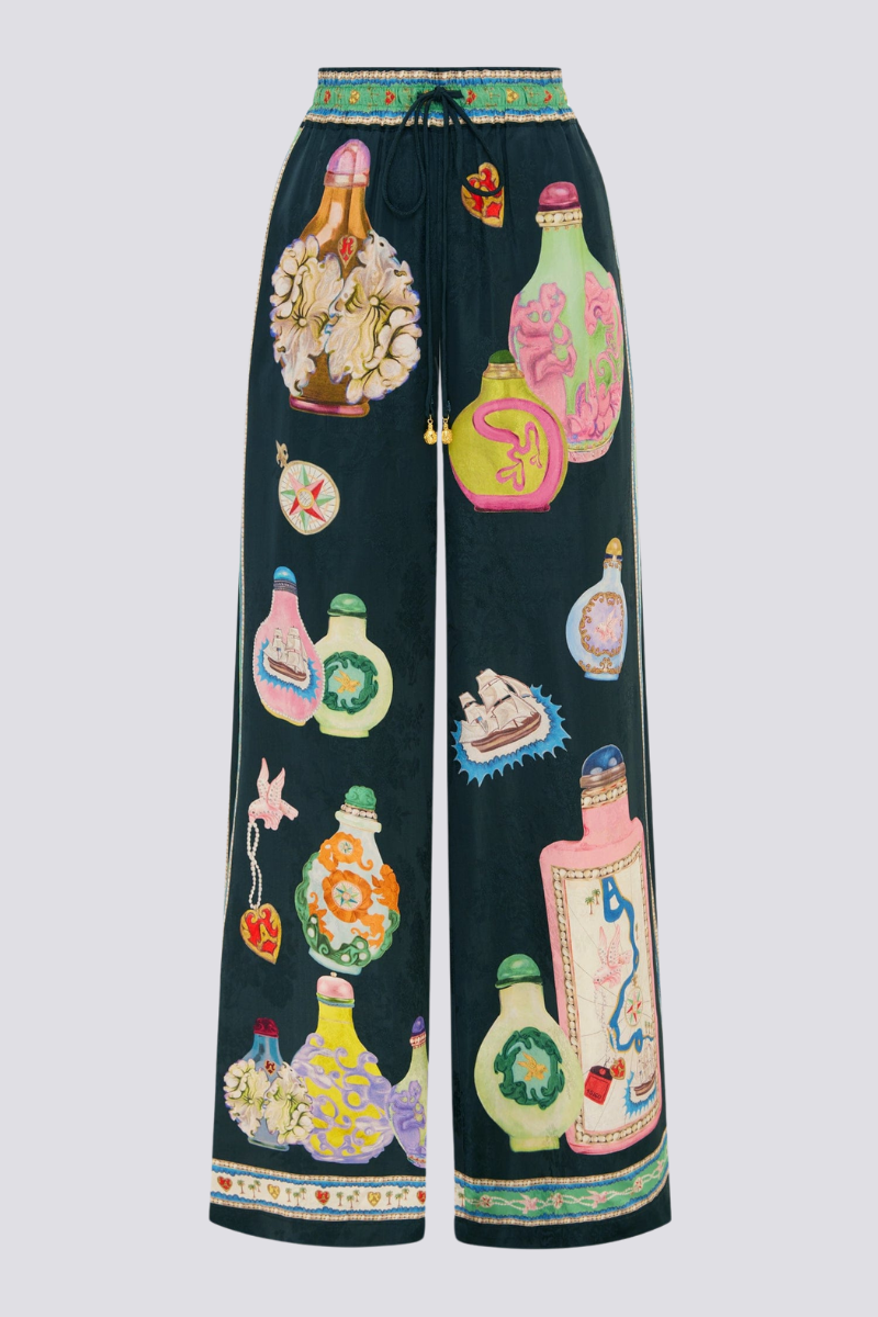 Philomène V Neck Vase Print Pants Set-ROVOLE
